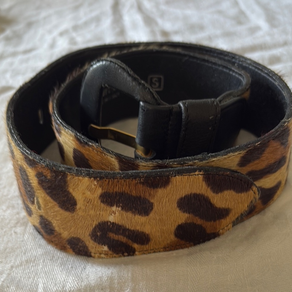 Animal Print Belt with Black Buckle